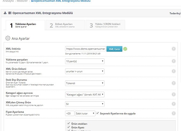 Opencart XML Entegrasyonu Modülü